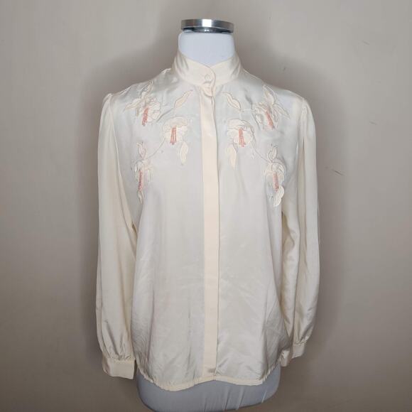 Vintage Jacques Vert Blouse Floral Embroidered Beaded - Picture 1 of 13